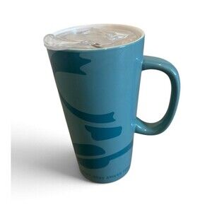 Caribou Coffee Mug 18 oz Travel Tumbler Ceramic Blue Lid 2022 Life Is Short